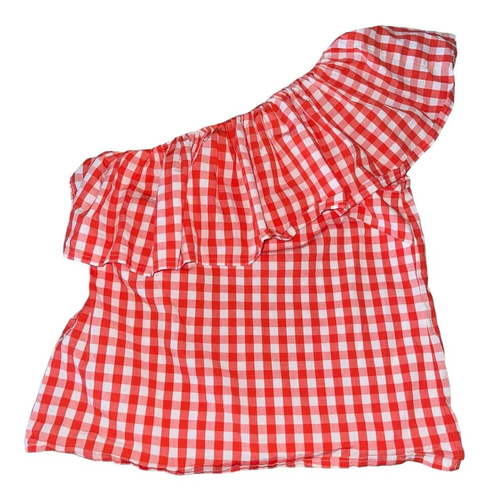 J. Crew One Shoulder Gingham Blouse - Picture 5 of 7